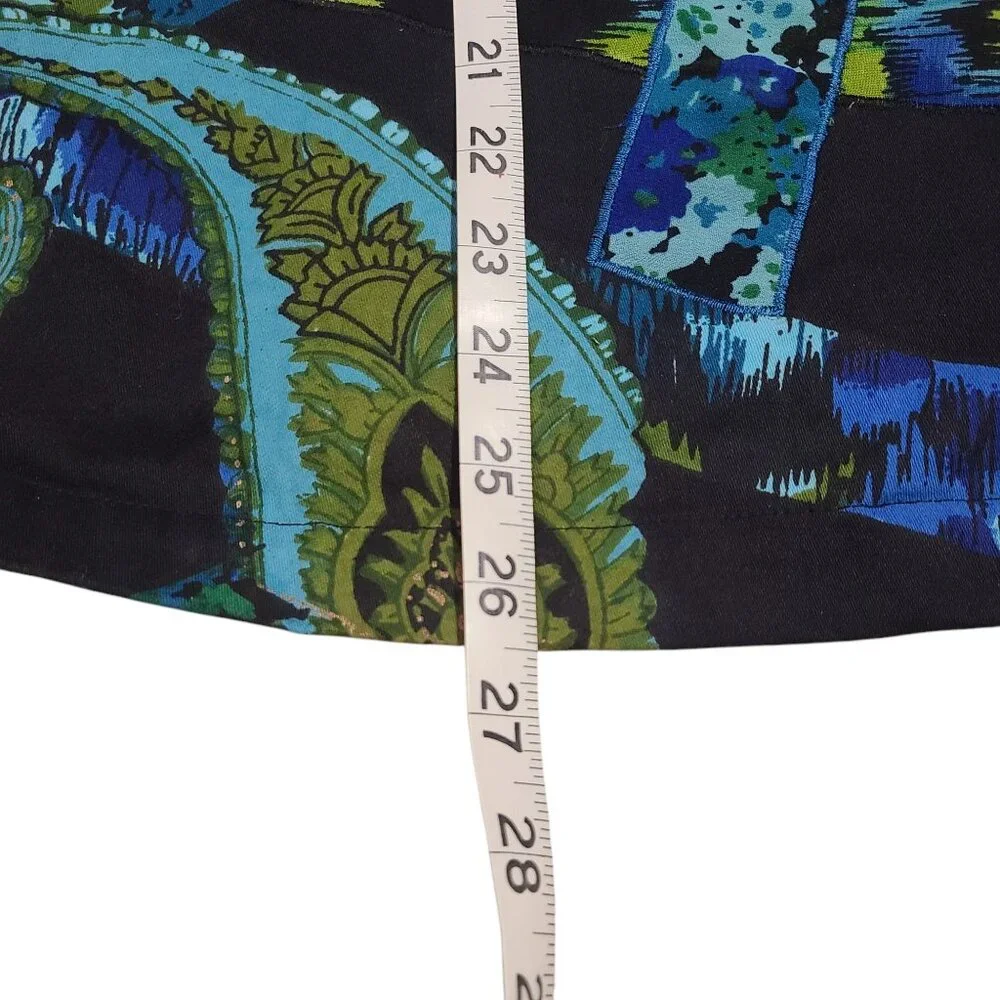 Life Style Woman Black Teal Green Gold Paisley Printed Jacket 1X - Picture 16 of 16